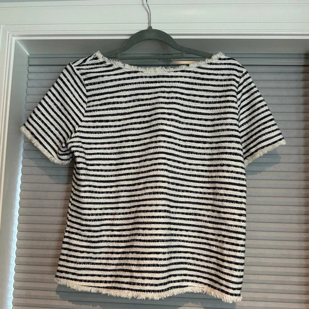 Striped shirt with fringed hem D-2 - Picture 2 of 4